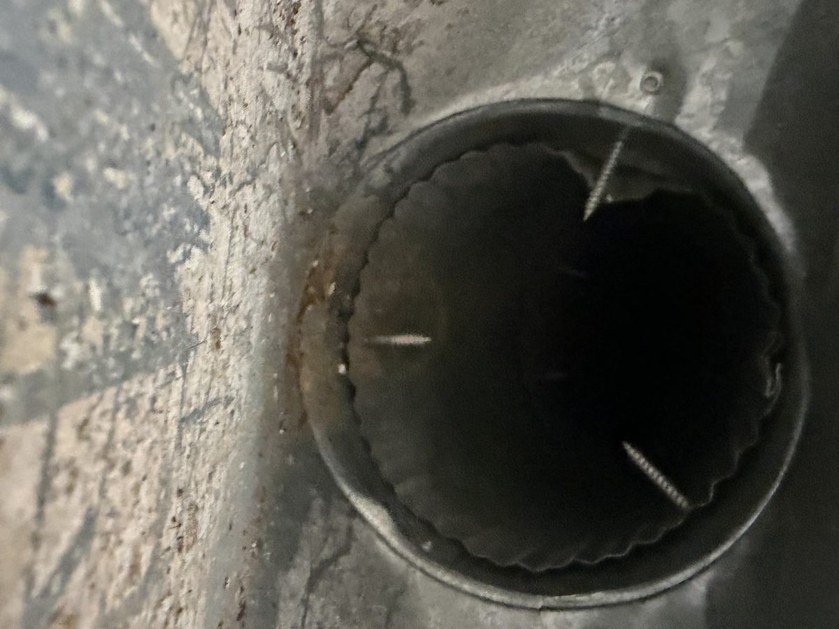 The same vent pipe after cleaning, open through the joint